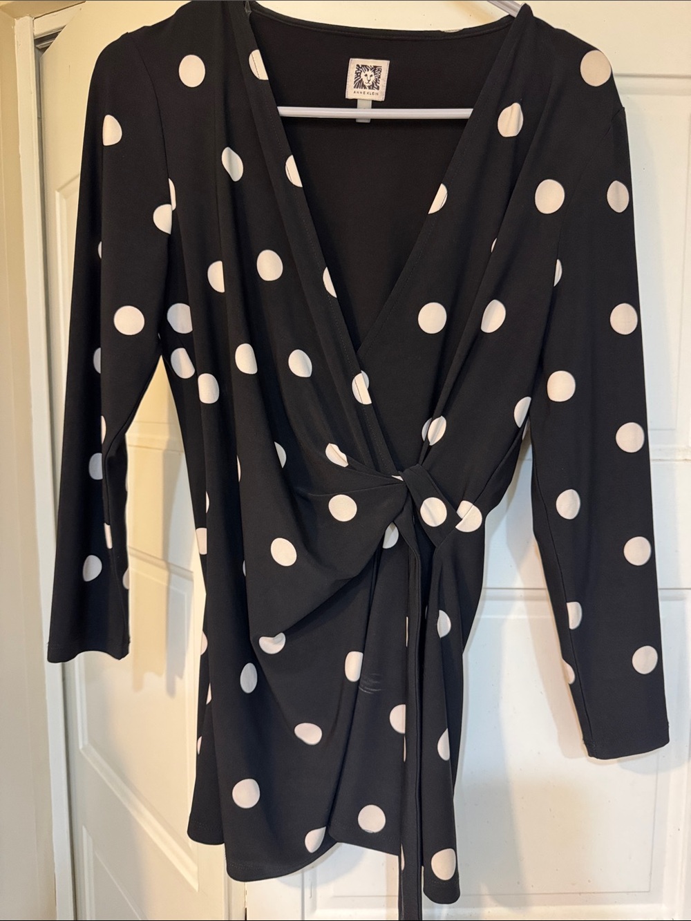 Polka Dot Wrap Top - Black and White